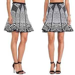 Diane von Furstenberg Samara Zebra Tattoo Knit Skirt Black White Size‎ Small